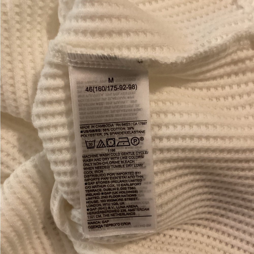GAP WAFFLE RAGLAN HENLEY - IVORY LONG SLEEVE RELAXED FIT MED - CUSTOMER FAVORITE - Picture 11 of 16
